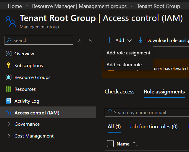 Navigate to subscription IAM